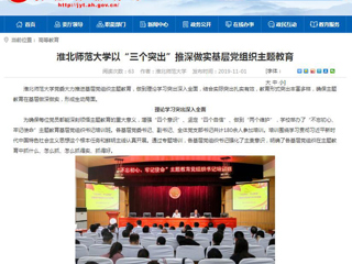 《安徽教育网》报道raybet官网以“三个突出”推深做实基层党组织主题教育